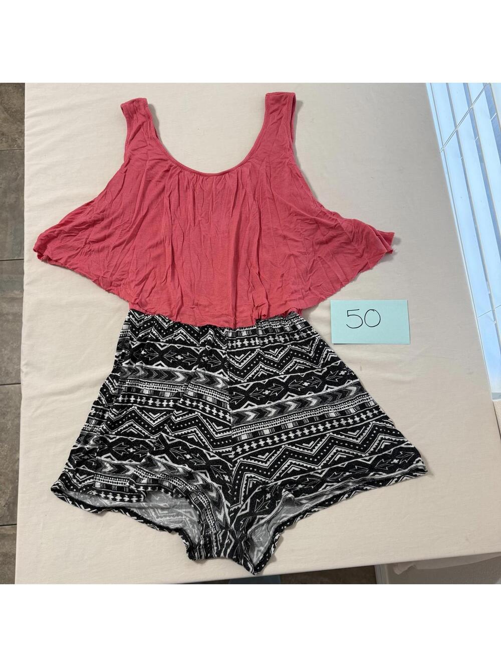 Rue 21 Women's Romper with Pink and Black Aztec Print Size Large